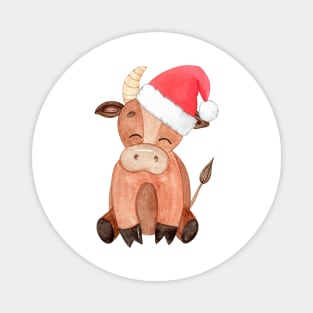 Watercolor Christmas bull Magnet